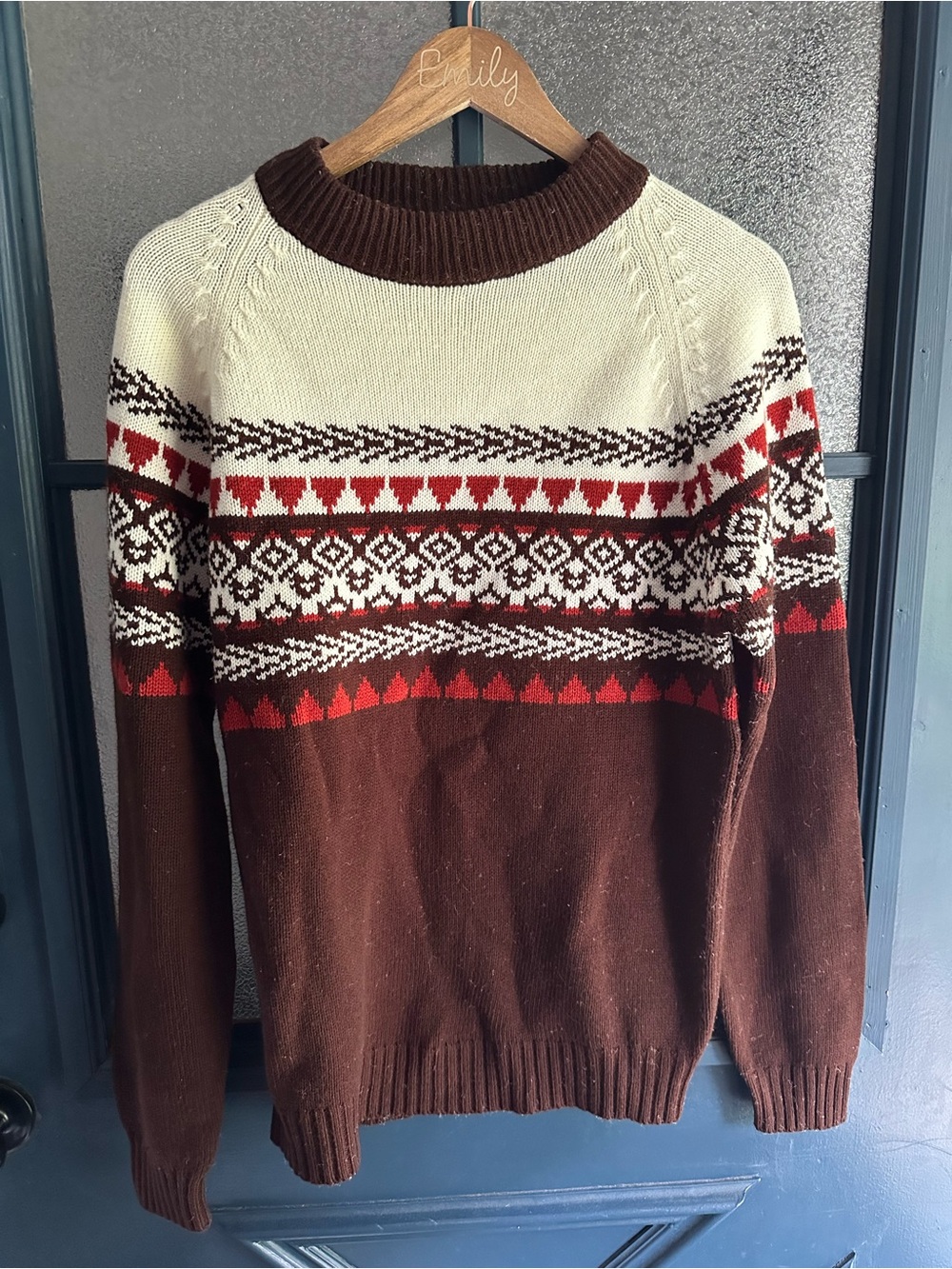 Vintage Brown Fair Isle Knit Sweater